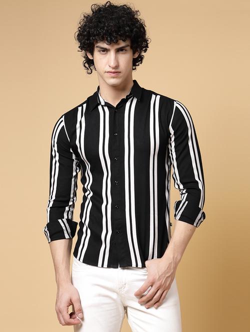 men striped rayon casual shirt - 20572306 - Standard Image - 0