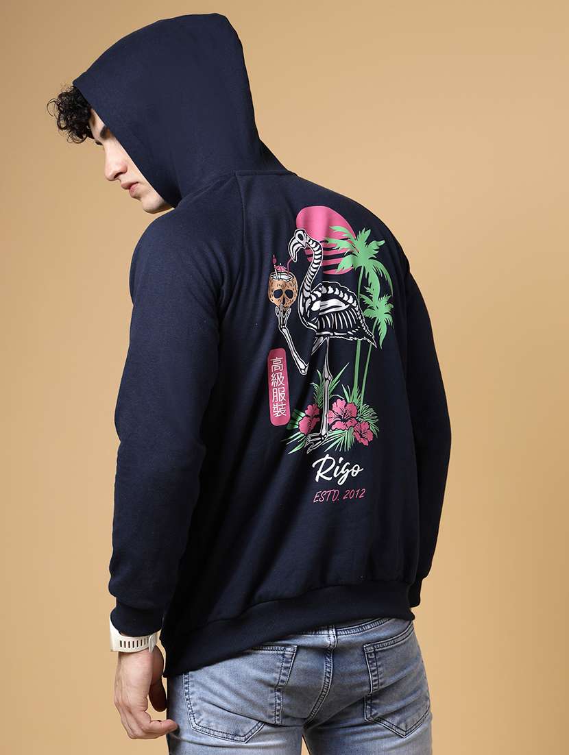 men back print hooded sweatshirt - 20572313 - Standard Image - 2