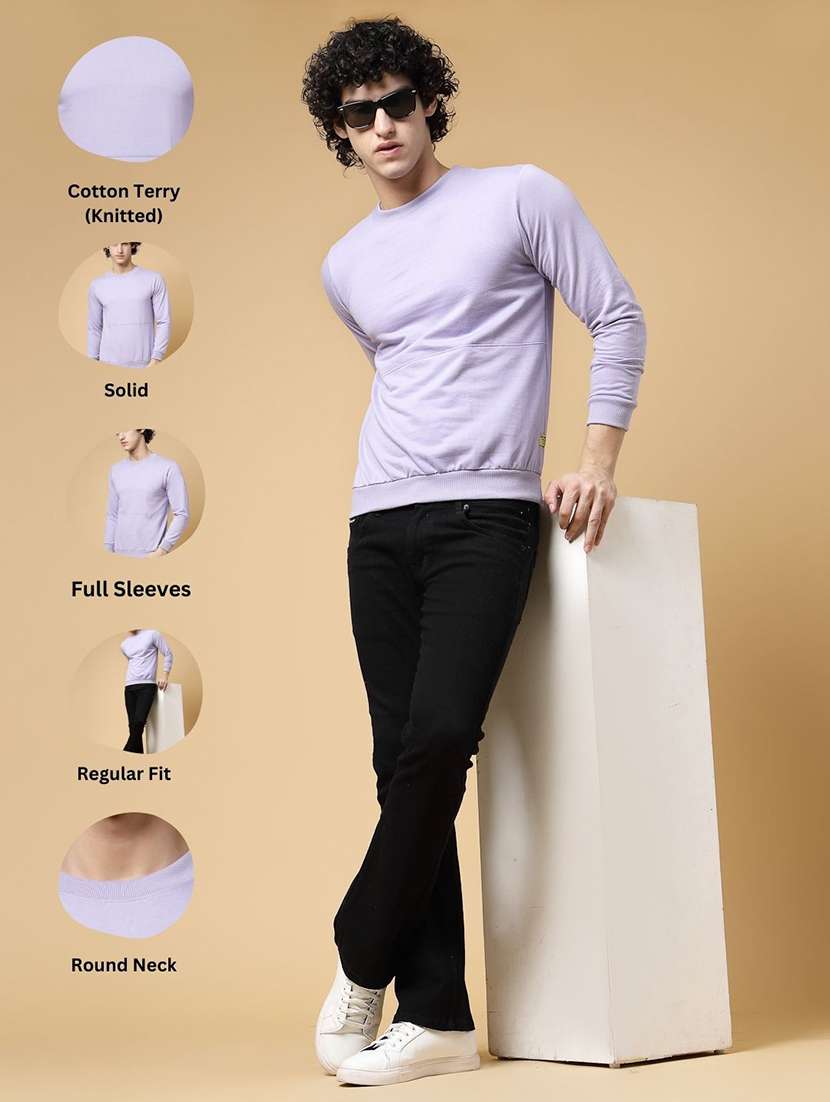 men solid long sleeve sweatshirt - 20572317 -  Standard Image - 2