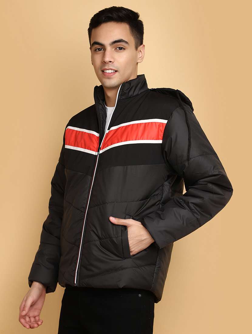 black color block quilted jacket - 20572748 -  Standard Image - 2