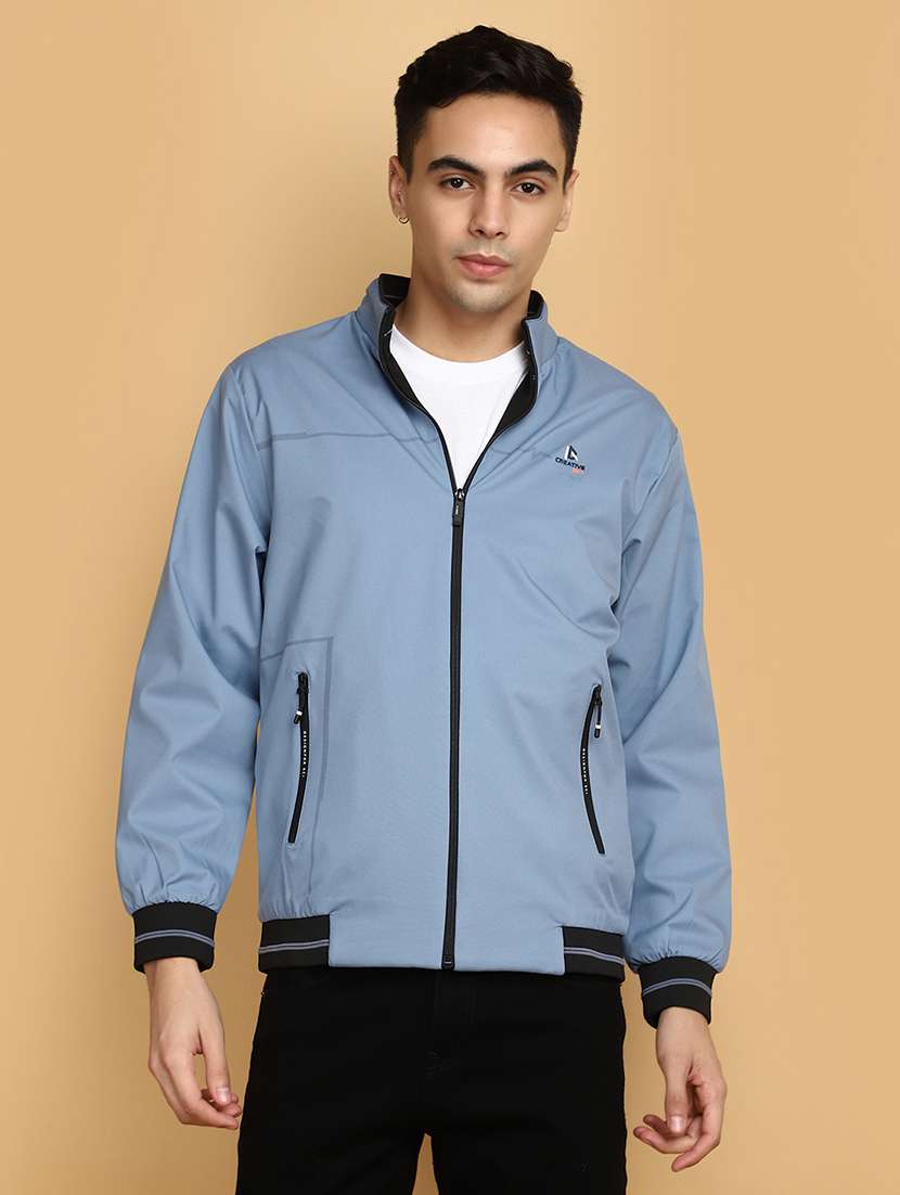 light blue solid casual jacket