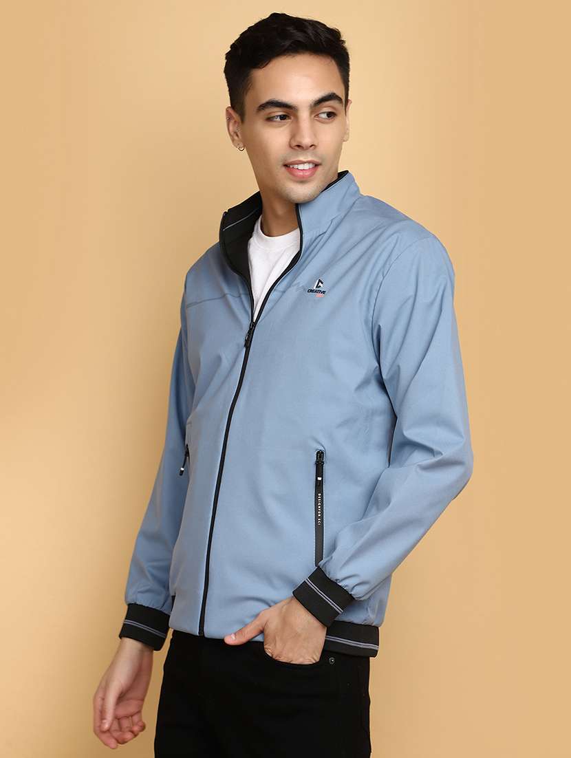 light blue solid casual jacket - 20572767 -  Standard Image - 2