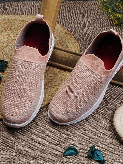 women pink textured slip on casual shoes - 20572869 -  Standard Image - 0
