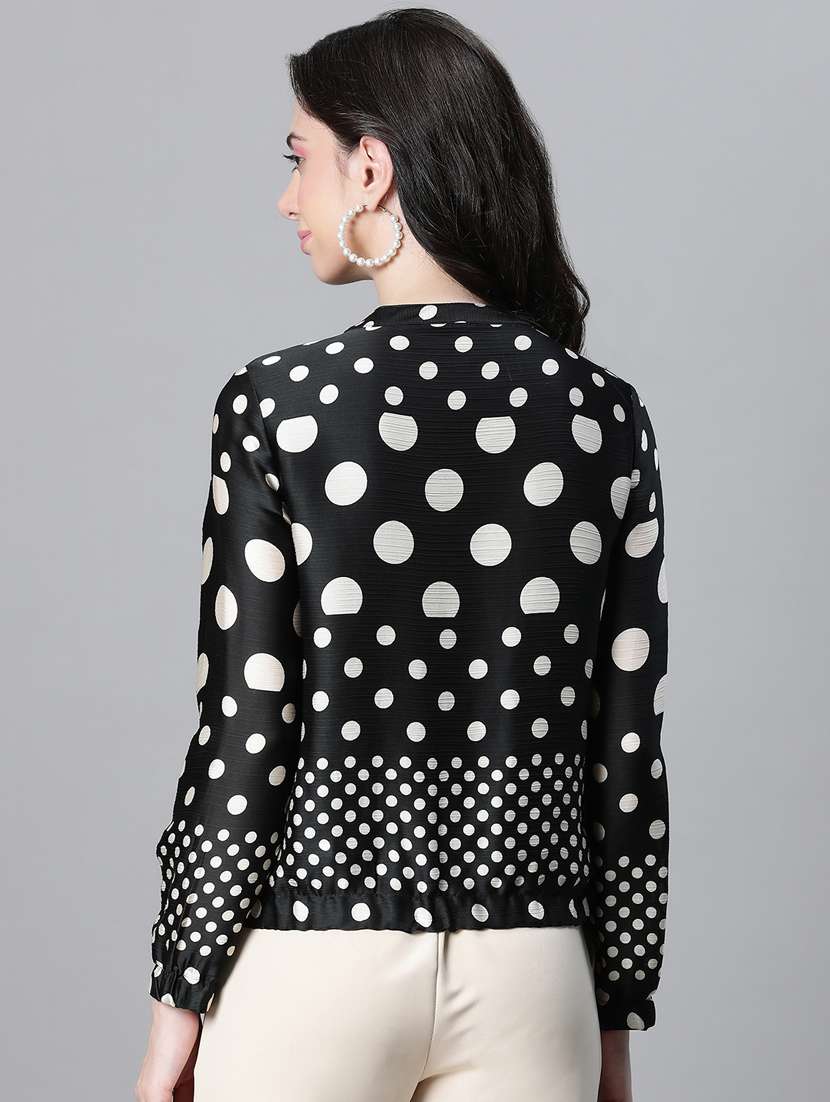 women polka doted long sleeves jacket - 20573043 -  Standard Image - 2