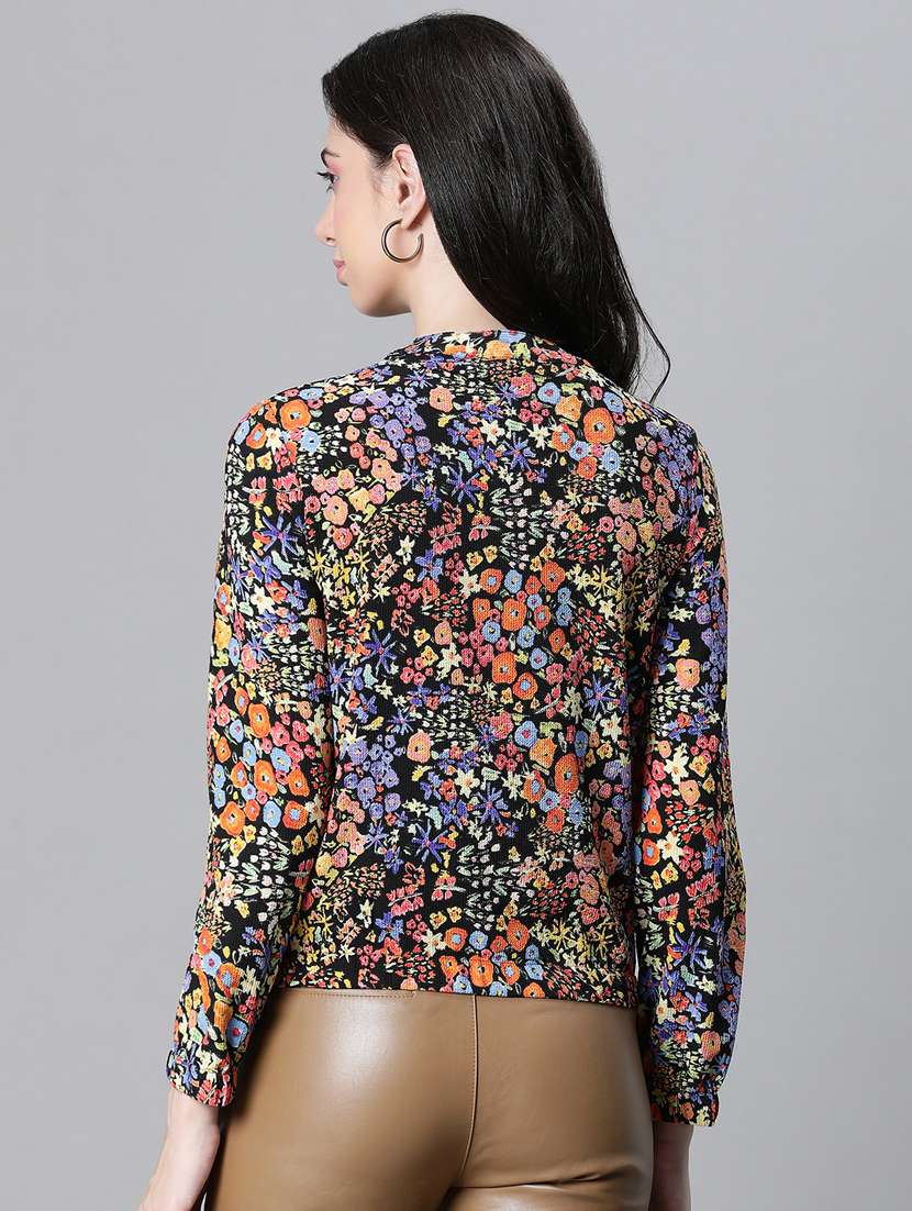 women floral print long sleeves jacket - 20573045 -  Standard Image - 2