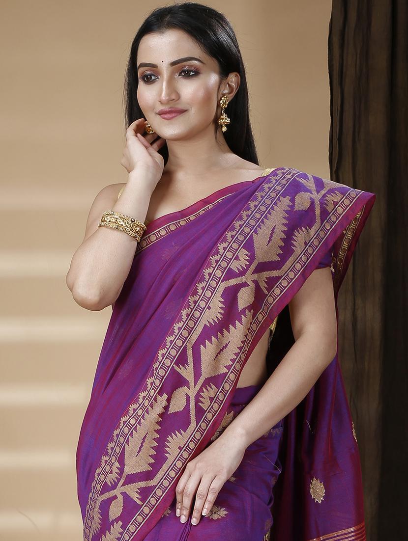 women's self design purple colored saree with blouse - 20573068 - Standard Image - 2