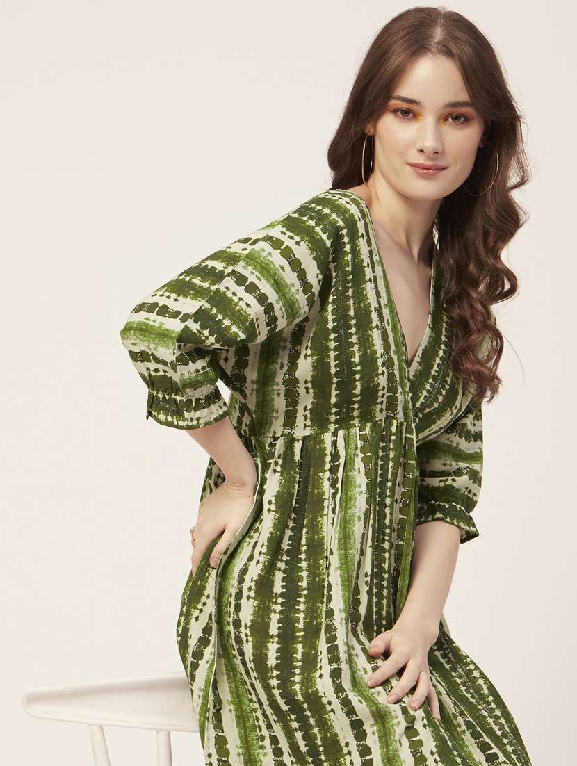 women tie & dye printed fit & flare dress - 20573524 -  Standard Image - 2