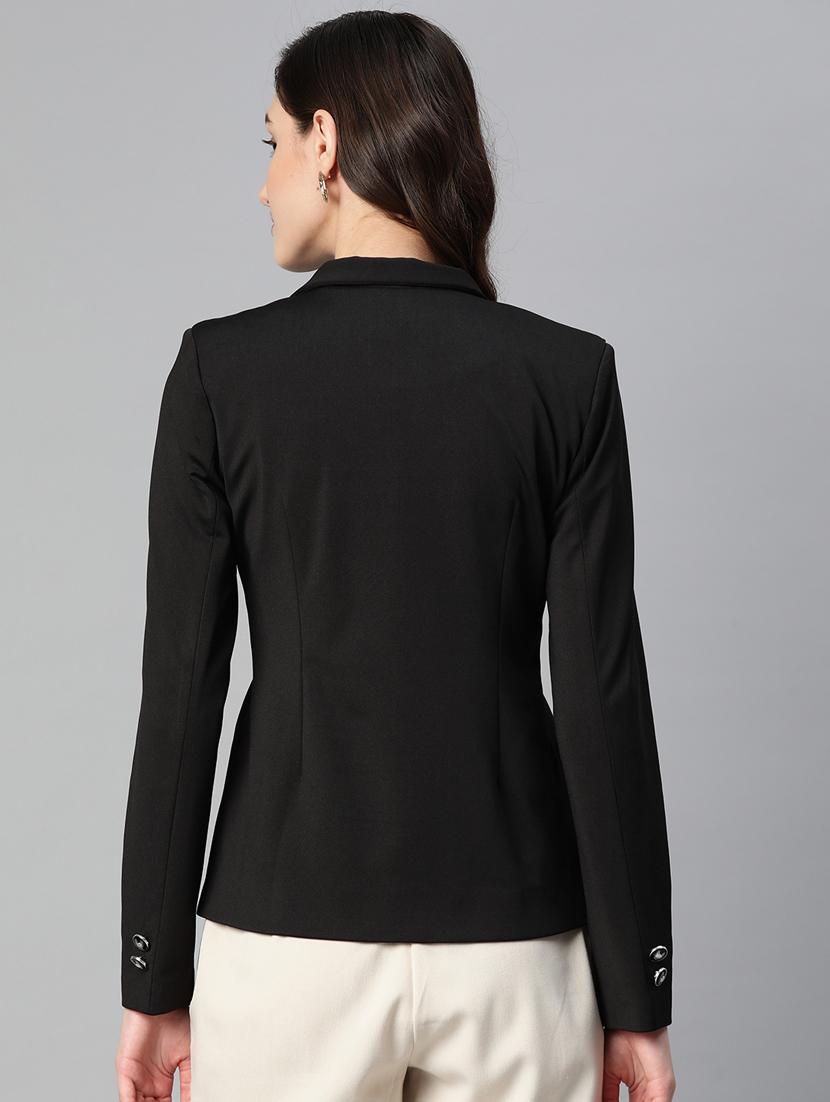 women solid lapel collar blazer - 20573655 - Standard Image - 2