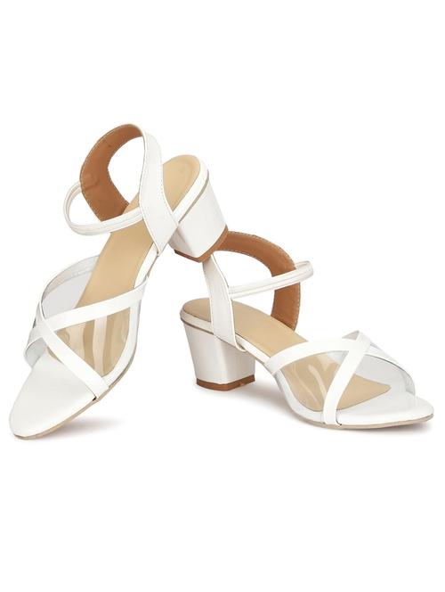 women solid white peep toe block heels - 20579674 - Standard Image - 0