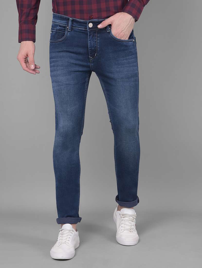 men mid rise denim washed jeans