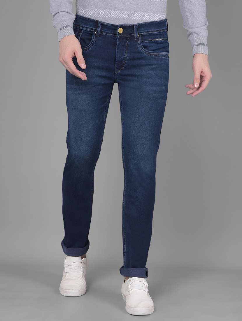 men mid rise denim washed jeans