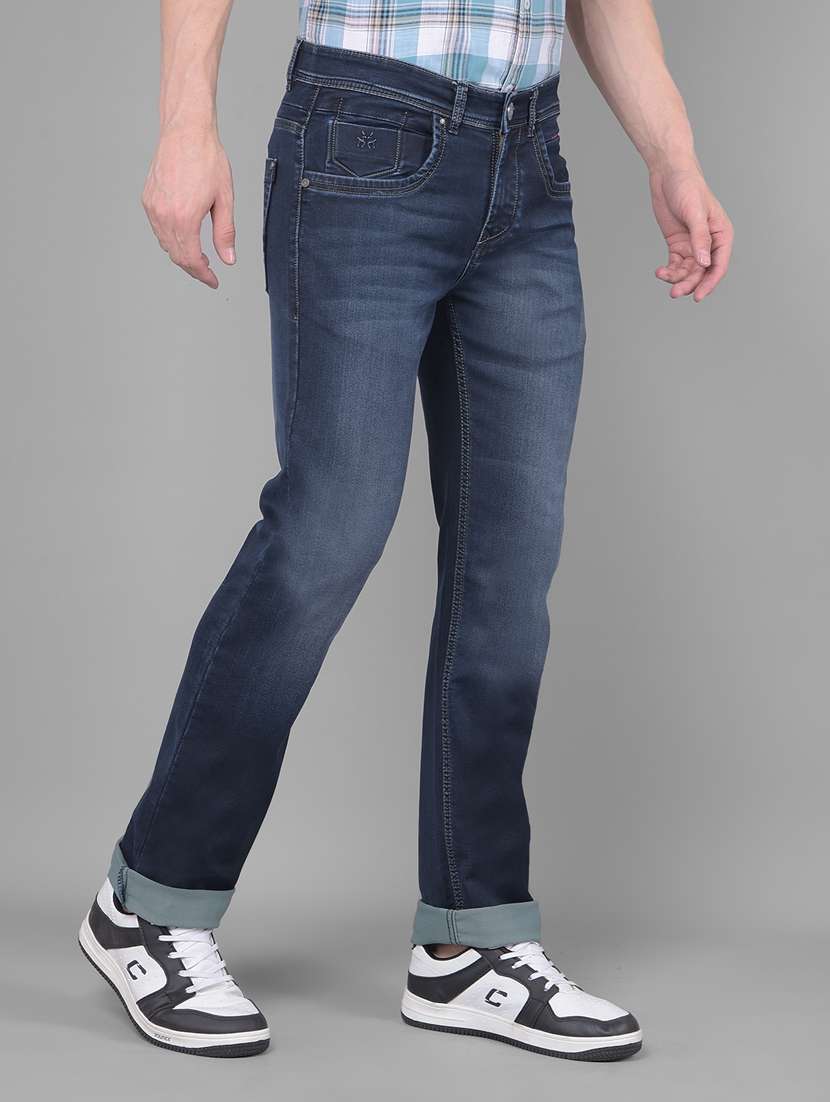 men washed mid rise full length straight fit jeans - 20586034 -  Standard Image - 2