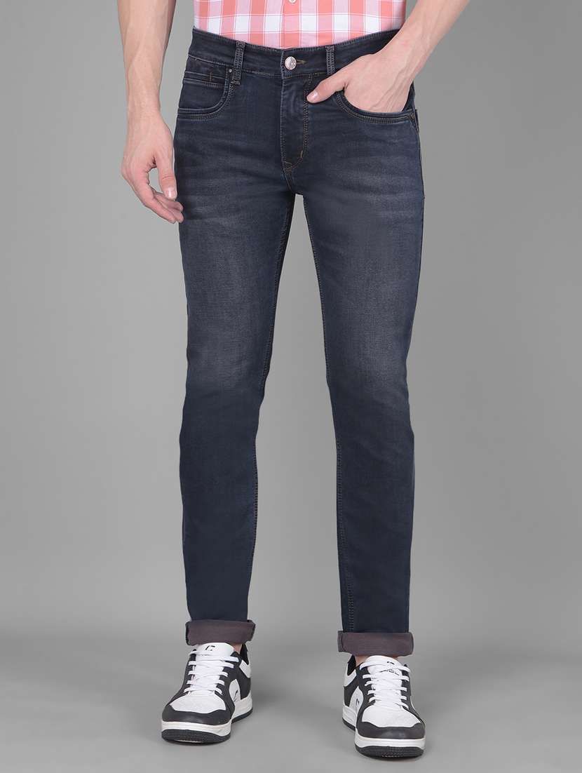 men mid rise denim washed jeans
