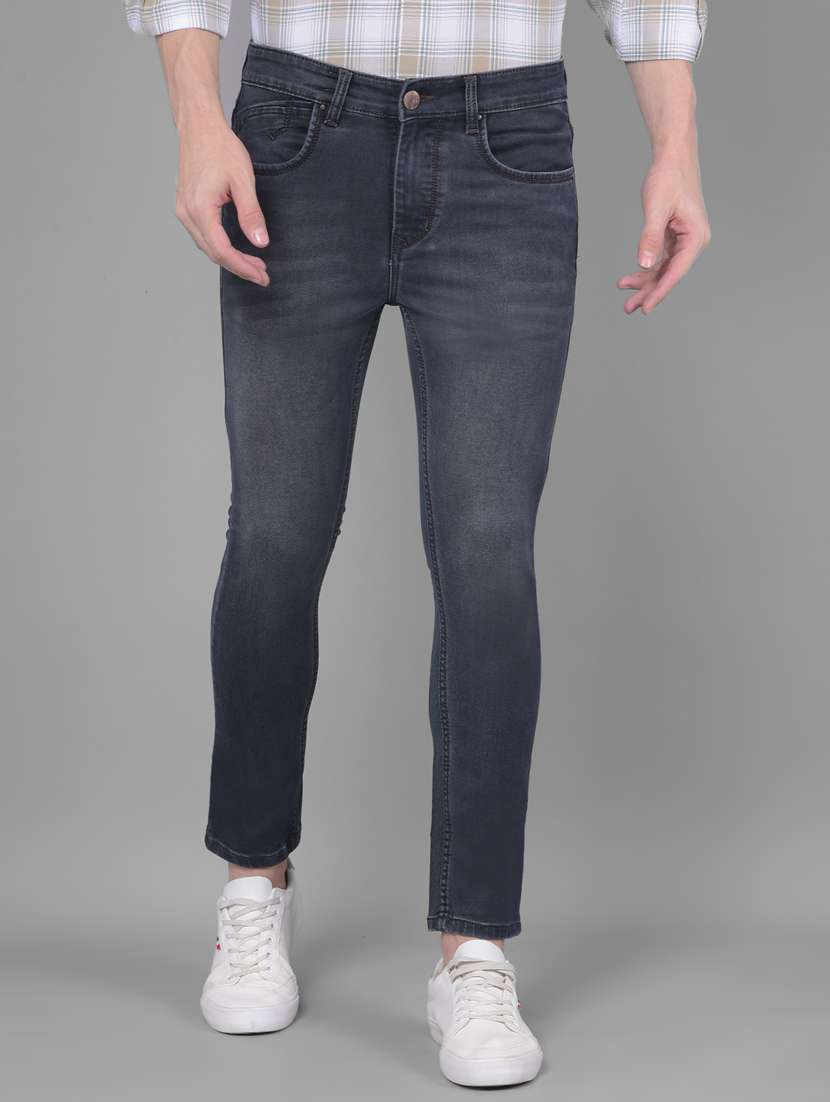 men washed slim fit ankle legth jean