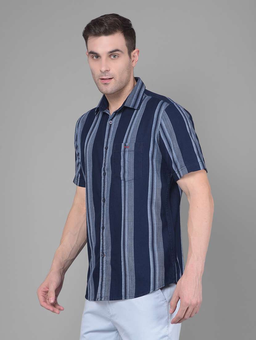 navy blue striped casual shirt - 20586534 -  Standard Image - 2