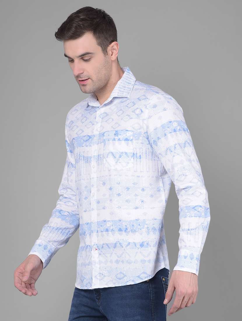 men light blue self design casual shirt - 20586535 -  Standard Image - 2
