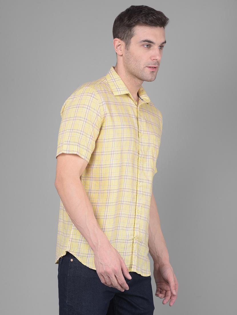 yellow linen blend casual shirt - 20586543 - Standard Image - 2