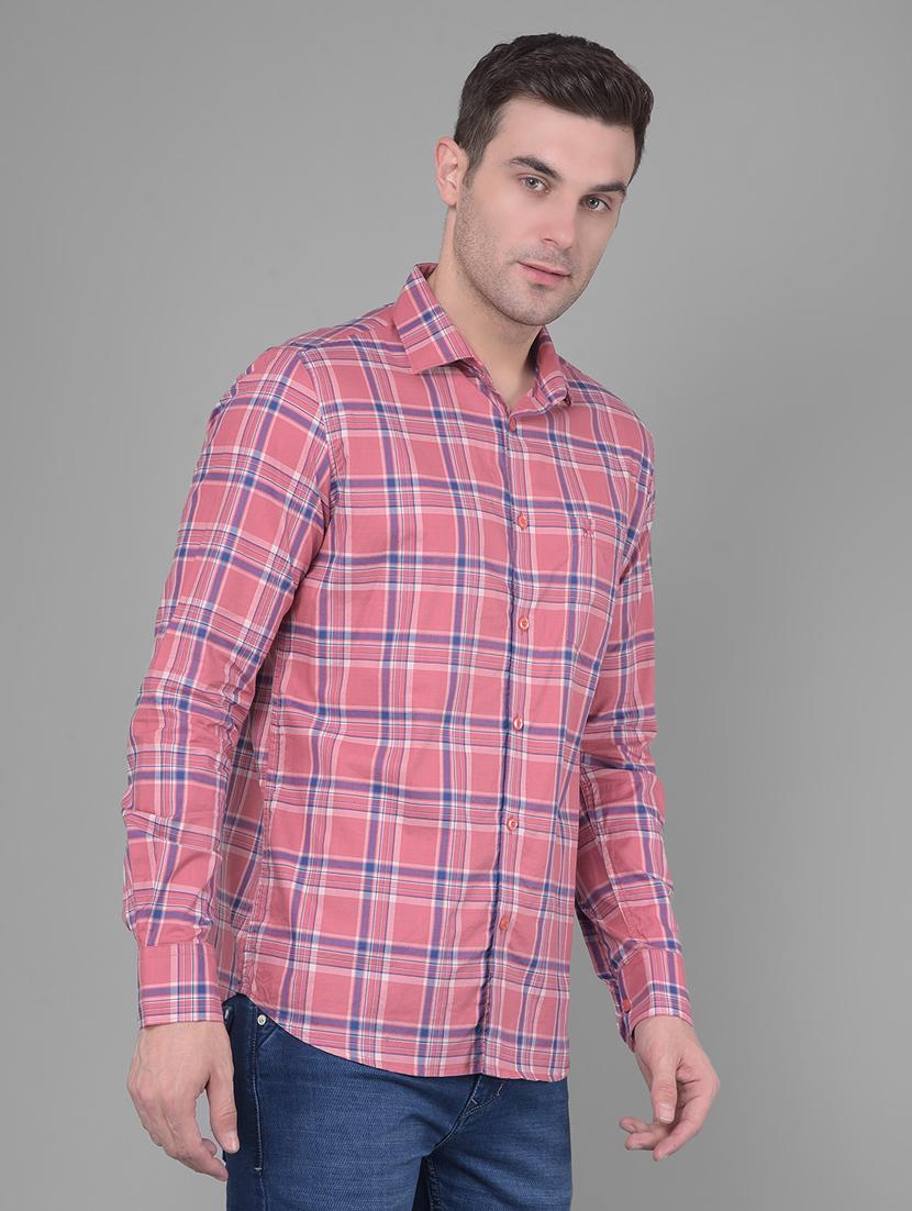 men pink checked casual shirt - 20586558 - Standard Image - 2