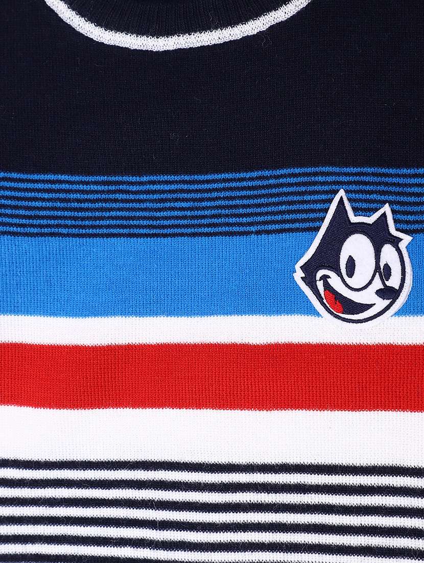 navy blue self design detailed sweater - 20587580 - Standard Image - 2
