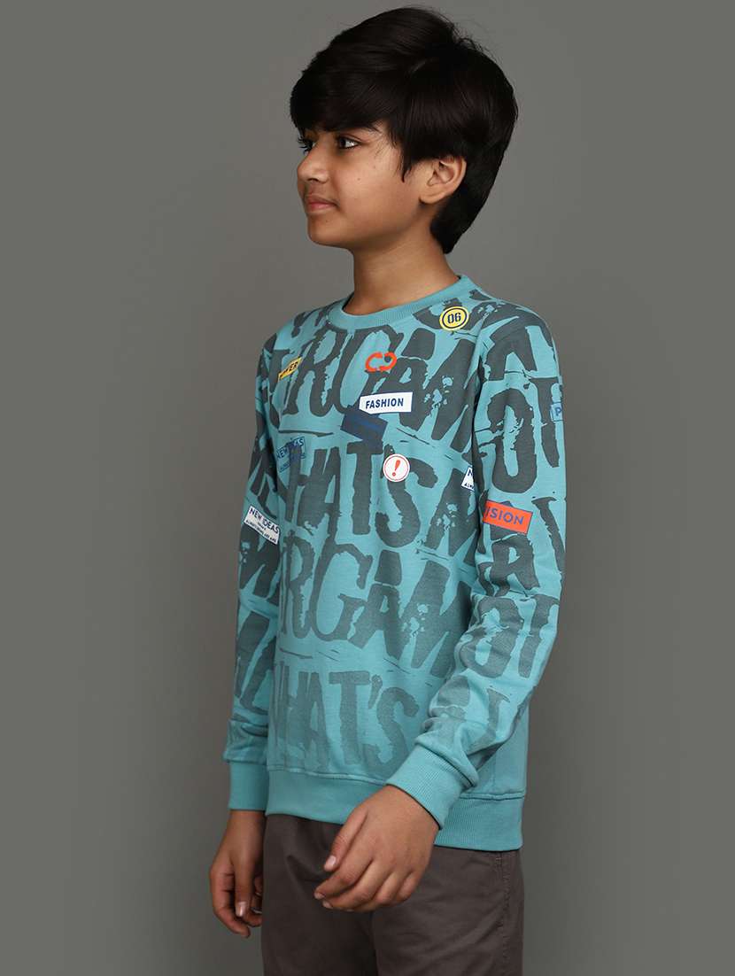 boys light blue typographic sweatshirt - 20588403 -  Standard Image - 2
