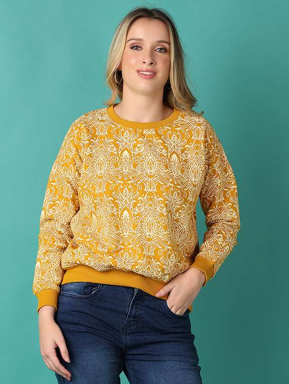 women all over print round neck sweatshirt