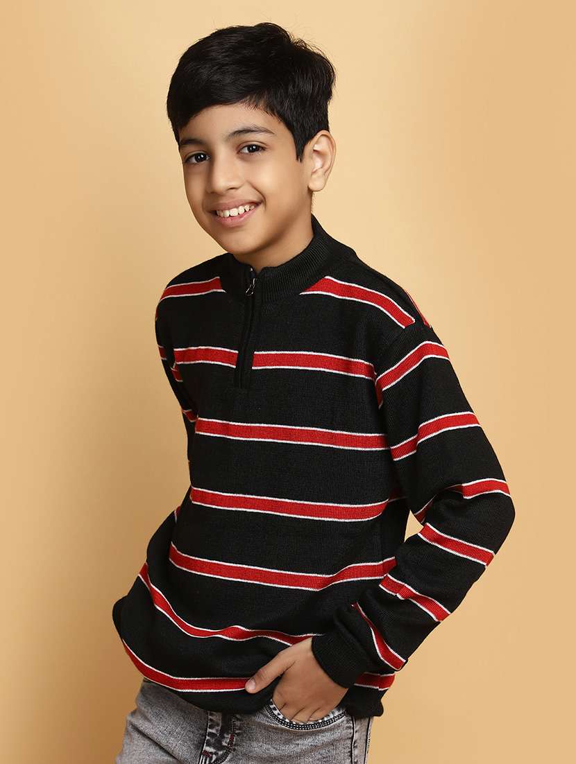 black striped printed detailed sweater - 20589103 - Standard Image - 2