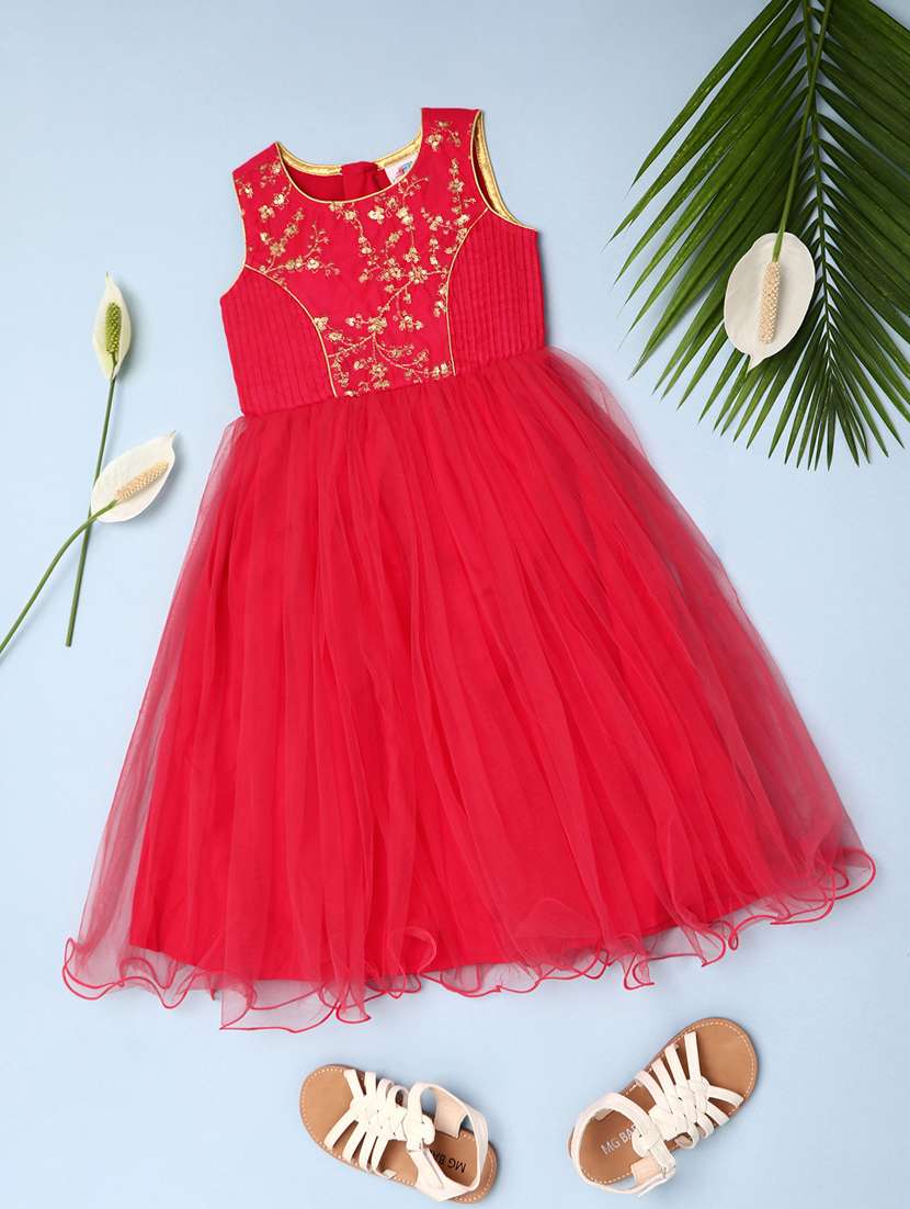 red silk blend & net frock