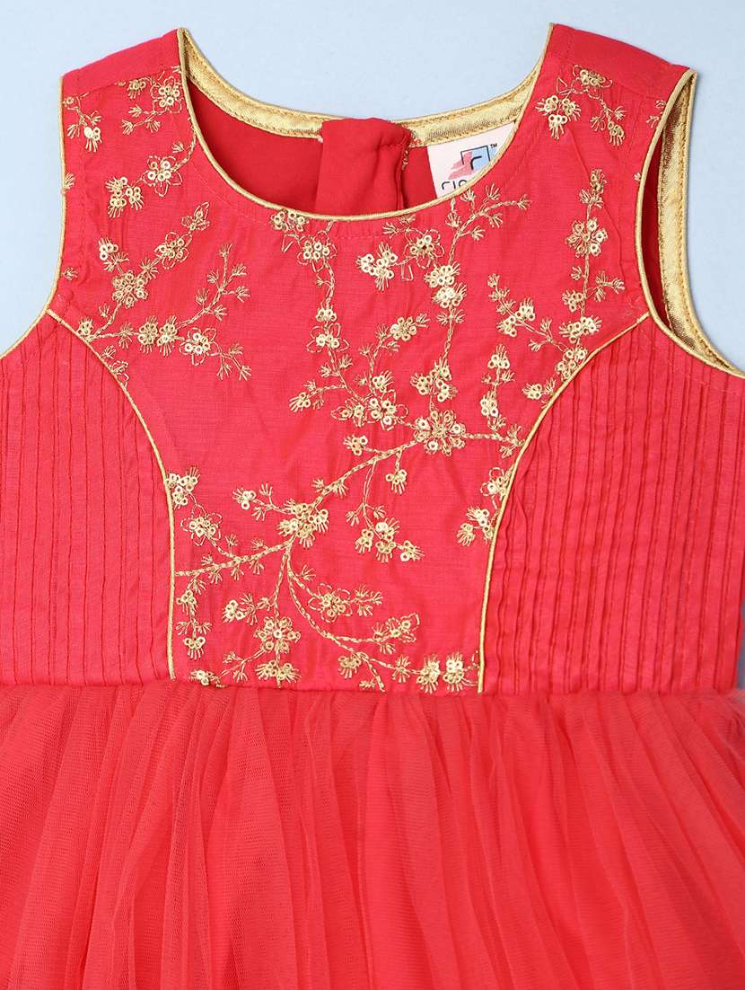red silk blend & net frock - 20589411 -  Standard Image - 2