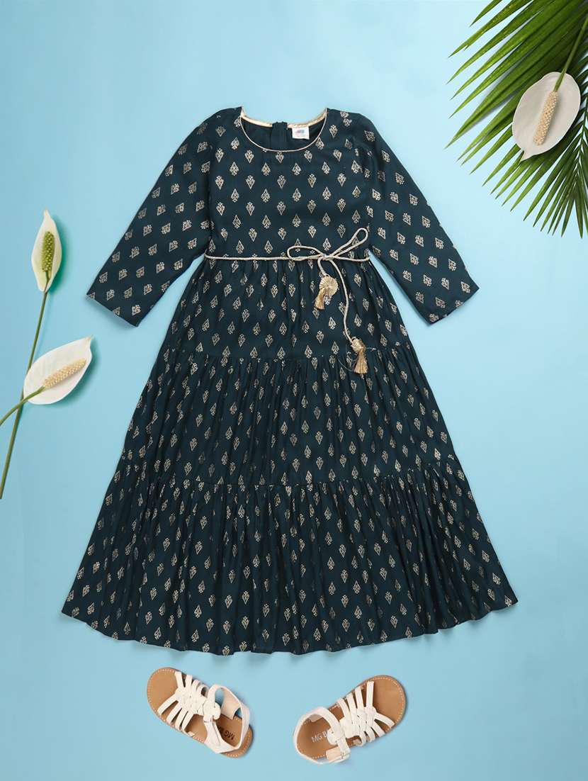 teal printed printed kurta