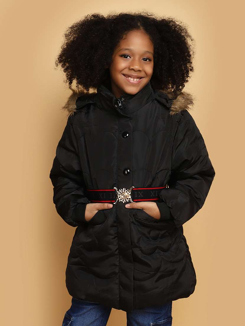 girls solid color henley neck jacket