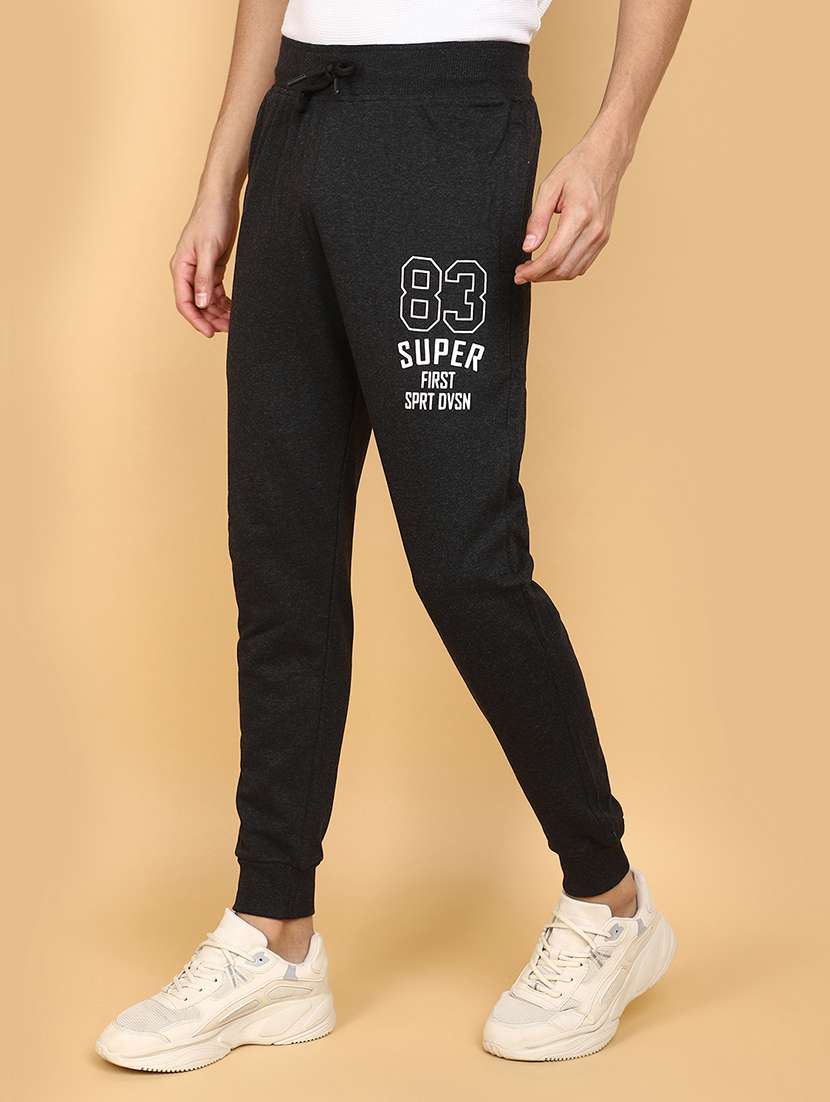 men balck placement print mid rise jogger - 20589700 -  Standard Image - 2
