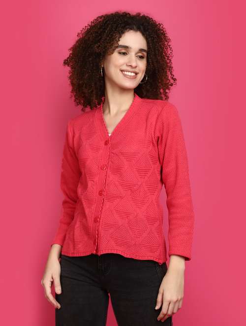 women coral long sleeves cardigans - 20589863 -  Standard Image - 0
