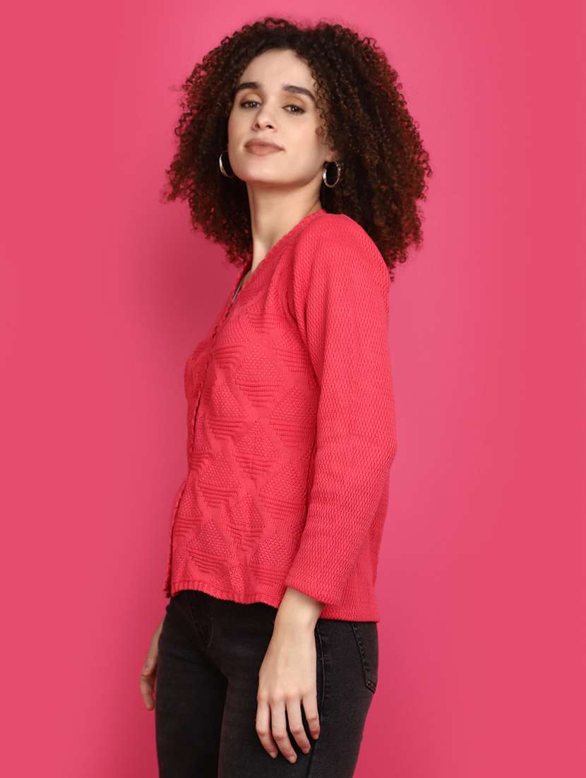women coral long sleeves cardigans - 20589863 - Standard Image - 2