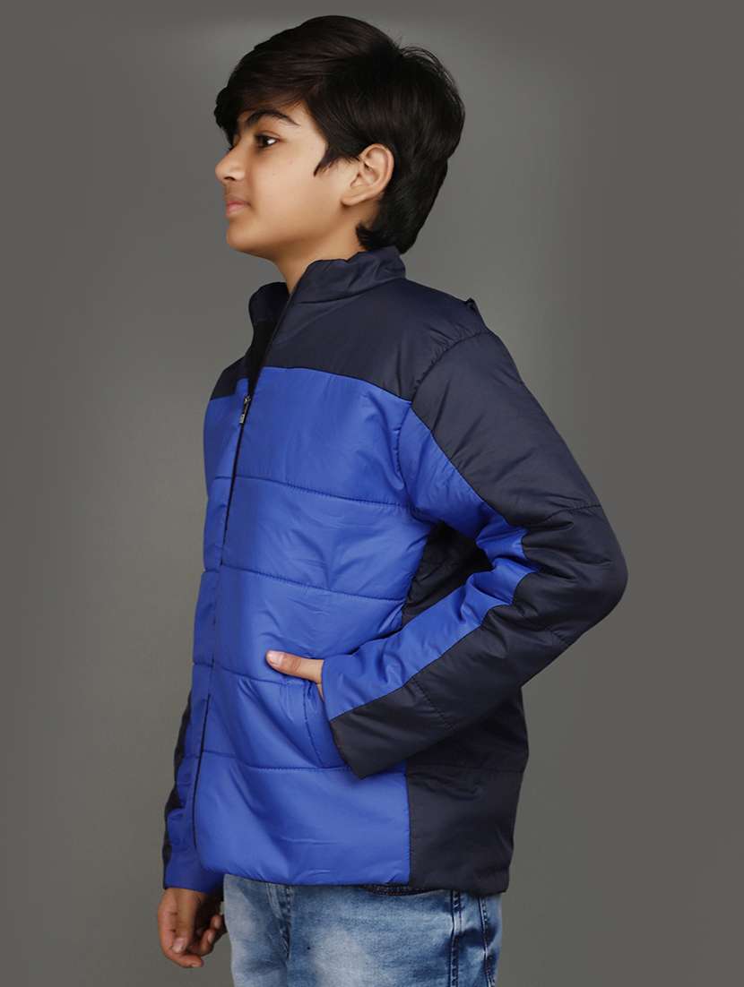 blue colour block long sleeves jacket - 20589882 - Standard Image - 2