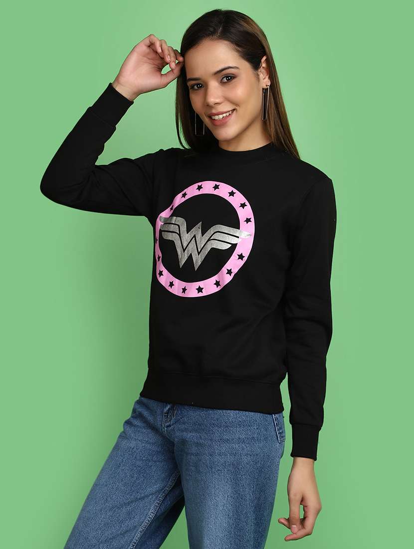women black front print sweatshirt - 20589910 -  Standard Image - 2