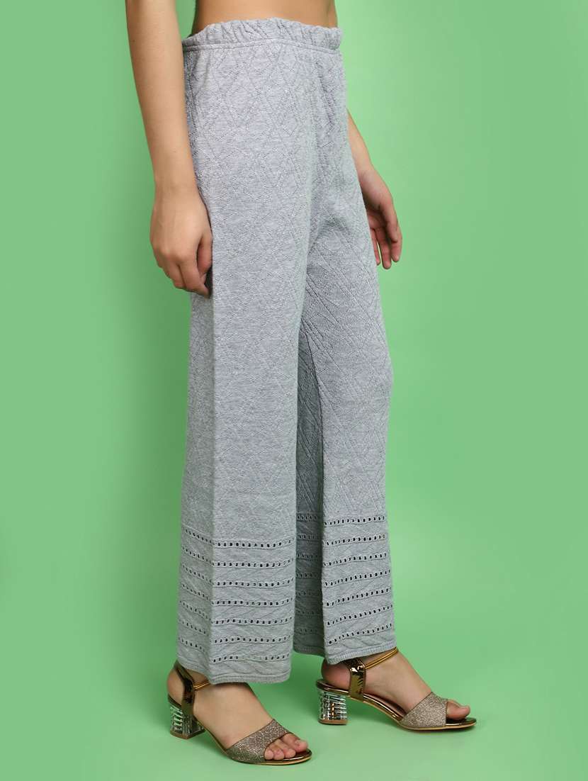 women mid rise self design palazzo - 20589933 - Standard Image - 2