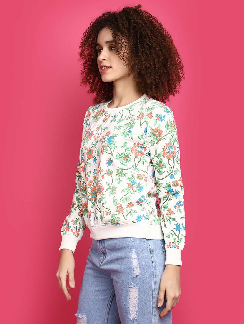women round neck floral printed sweatshirt - 20589960 -  Standard Image - 2