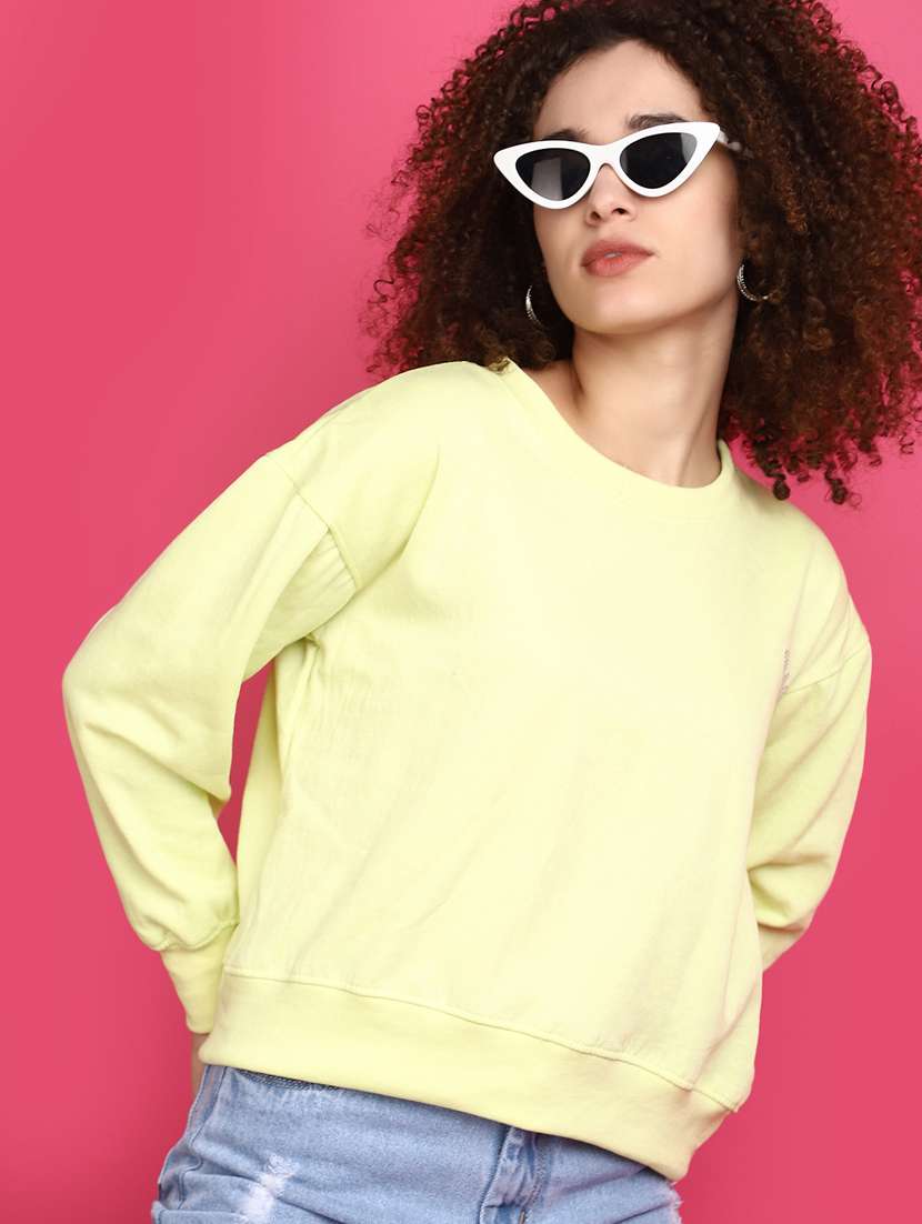 women round neck solid sweatshirt - 20590006 -  Standard Image - 2