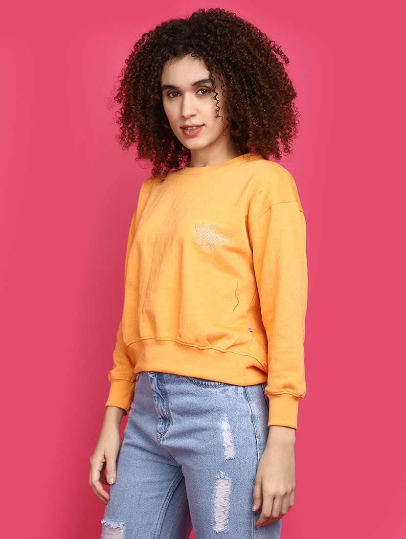 women round neck solid sweatshirt - 20590009 -  Standard Image - 2