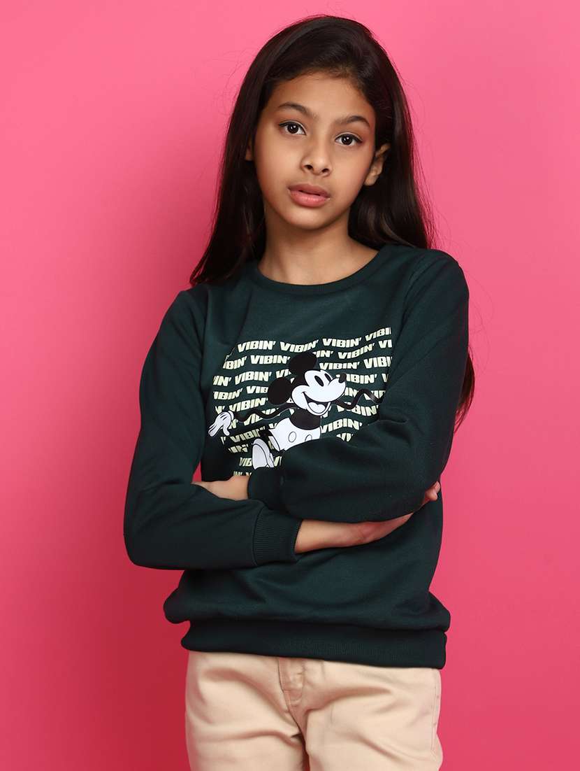 green front printed detailed sweatshirt