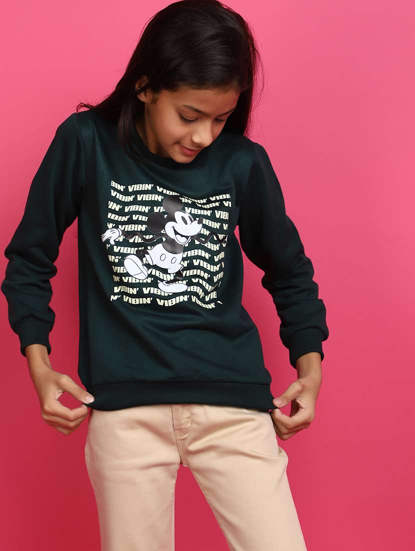 green front printed detailed sweatshirt - 20590139 -  Standard Image - 2