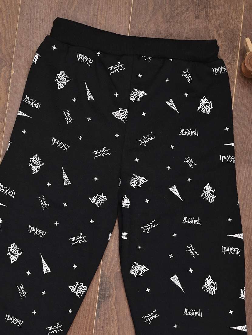 boys black printed casual trouser - 20590258 -  Standard Image - 2