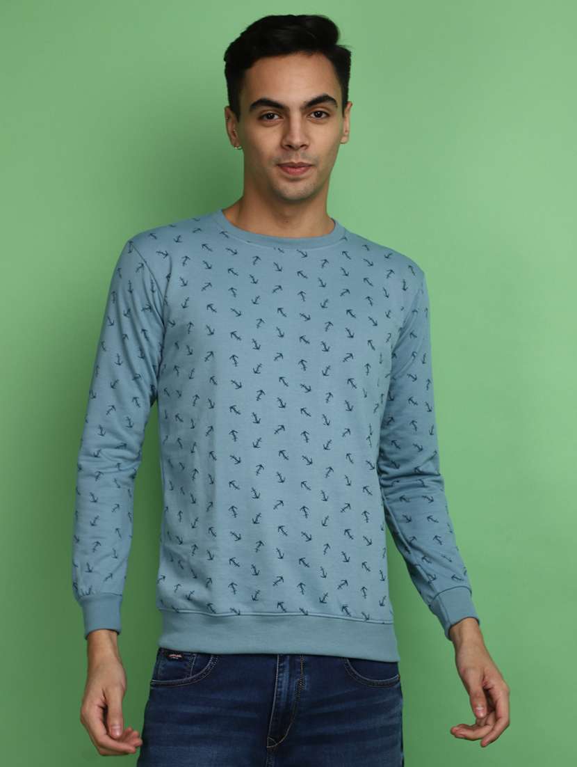 men round neck printed regular sweatshirt