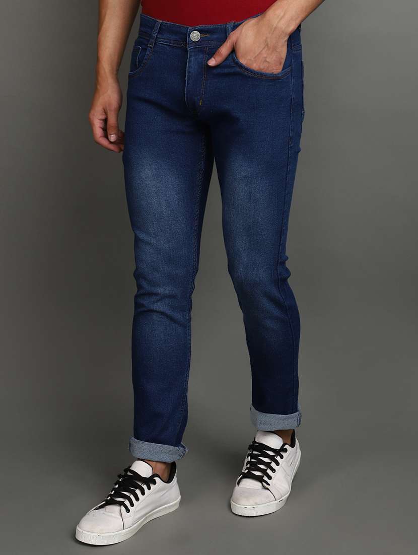 men mid rise plain denim jeans - 20590656 -  Standard Image - 2