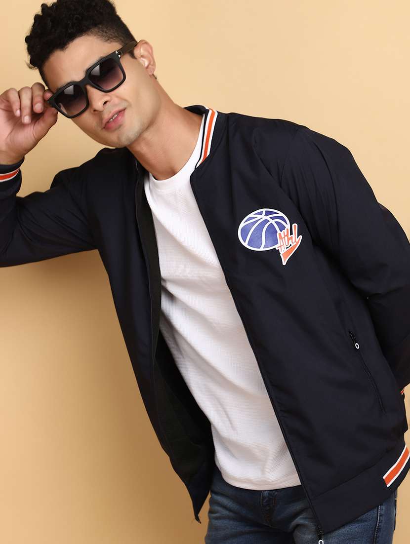 navy blue cotton casual jacket - 20590773 -  Standard Image - 2