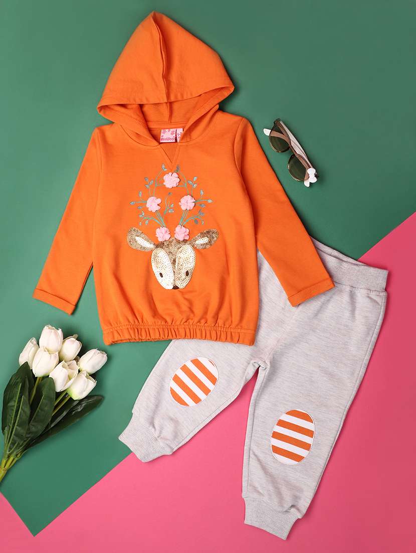 orange cotton suit sets twin & dungree