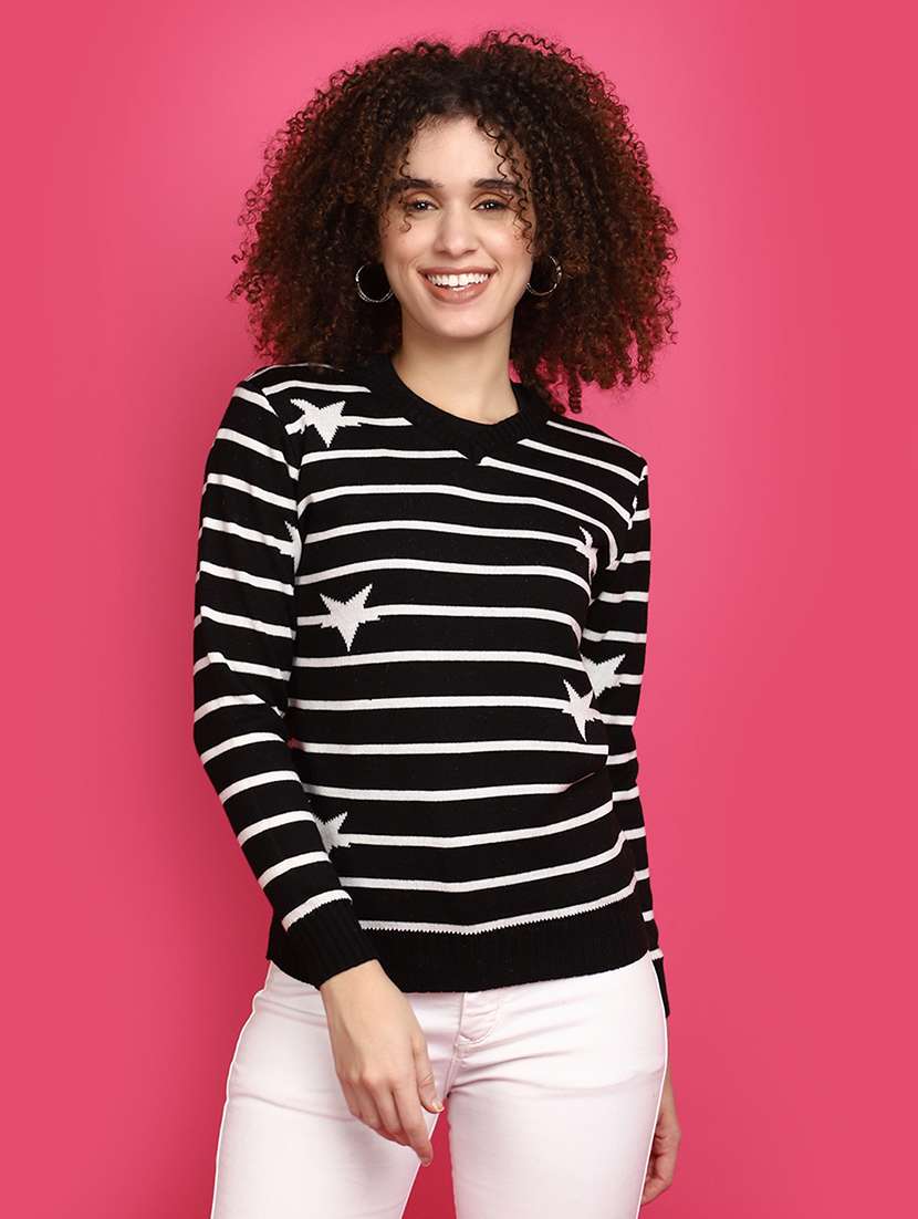 women black stripes pullover - 20590889 -  Zoom Image - 0