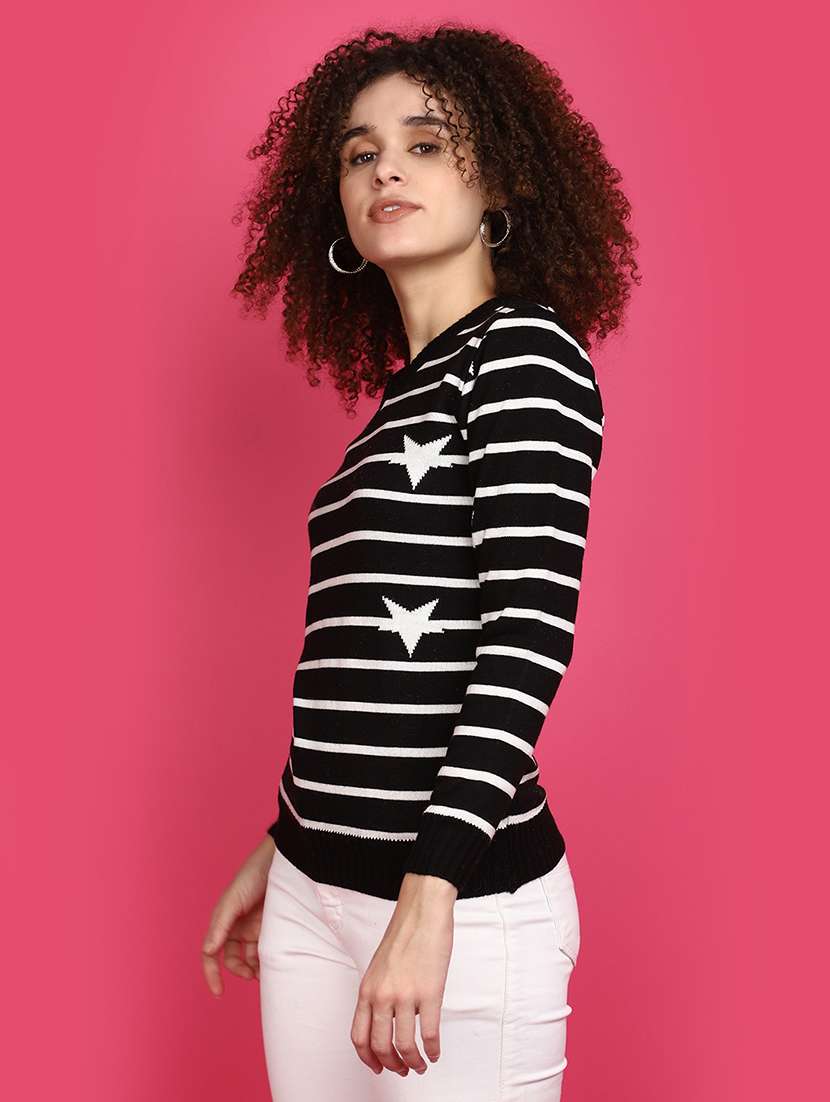 women black stripes pullover - 20590889 - Standard Image - 2