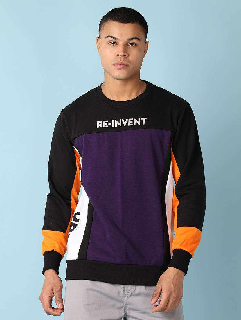 men long sleeves color block sweatshirt