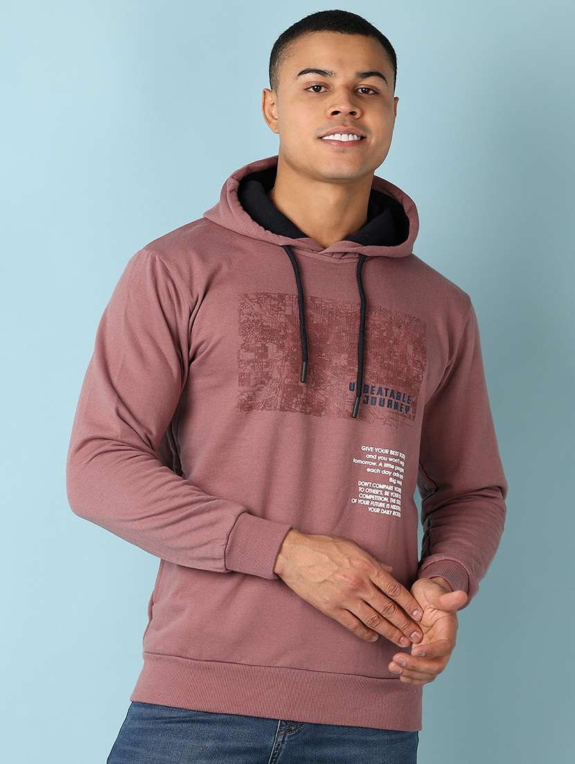 men long sleeved front printed sweatshirt